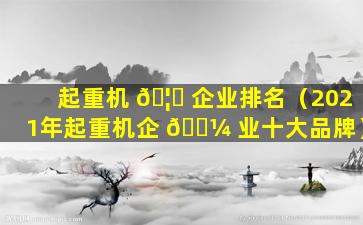 起重机 🦅 企业排名（2021年起重机企 🐼 业十大品牌）